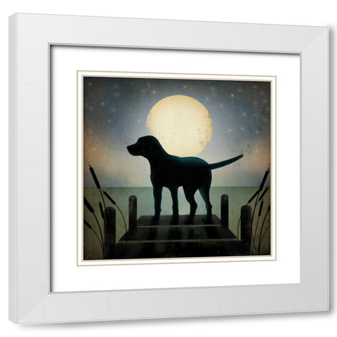 Moonrise Black Dog White Modern Wood Framed Art Print with Double Matting by Fowler, Ryan