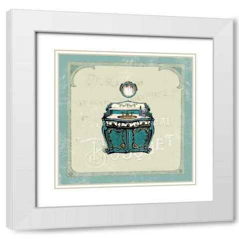 Parisian Bath II White Modern Wood Framed Art Print with Double Matting by Schlabach, Sue