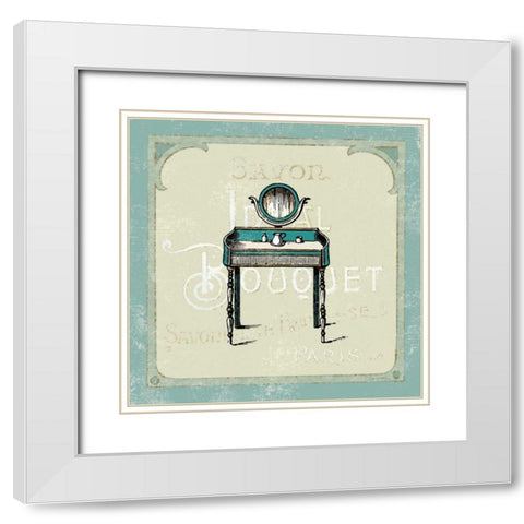 Parisian Bath III White Modern Wood Framed Art Print with Double Matting by Schlabach, Sue