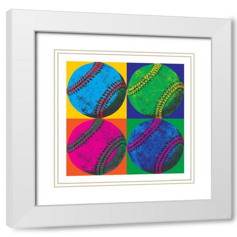 Ball Four Baseball White Modern Wood Framed Art Print with Double Matting by Wild Apple Portfolio