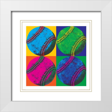 Ball Four Baseball White Modern Wood Framed Art Print with Double Matting by Wild Apple Portfolio