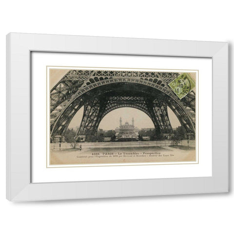 Le Base de la Tour Eiffel White Modern Wood Framed Art Print with Double Matting by Wild Apple Portfolio