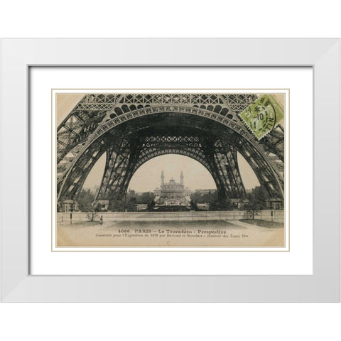 Le Base de la Tour Eiffel White Modern Wood Framed Art Print with Double Matting by Wild Apple Portfolio