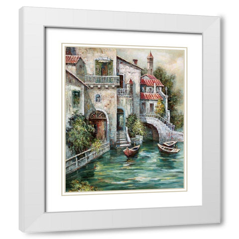 Venetian Motif II White Modern Wood Framed Art Print with Double Matting by Mancini, Gianni