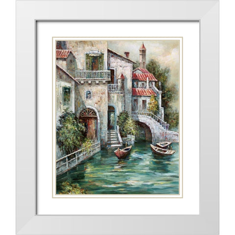 Venetian Motif II White Modern Wood Framed Art Print with Double Matting by Mancini, Gianni