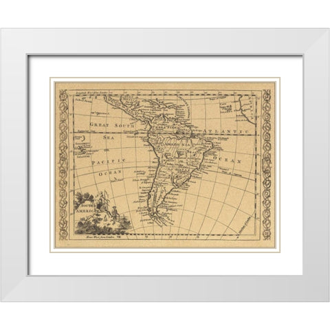 South America 1802 White Modern Wood Framed Art Print with Double Matting by World Map