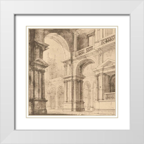 Portico Antico I White Modern Wood Framed Art Print with Double Matting by Bartolomeo, Maurizio