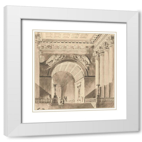Portico Antico II White Modern Wood Framed Art Print with Double Matting by Bartolomeo, Maurizio