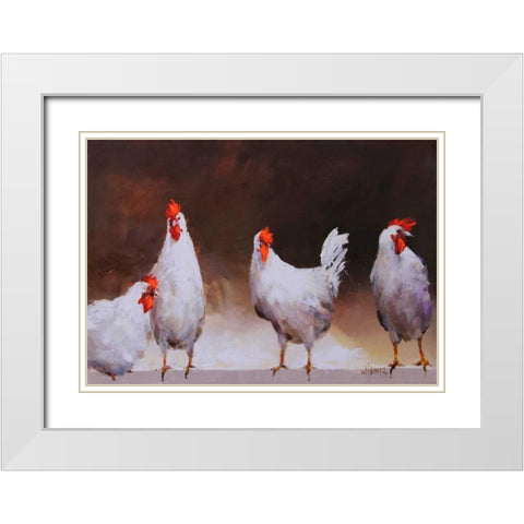 Chicken I White Modern Wood Framed Art Print with Double Matting by Haenraets, Willem