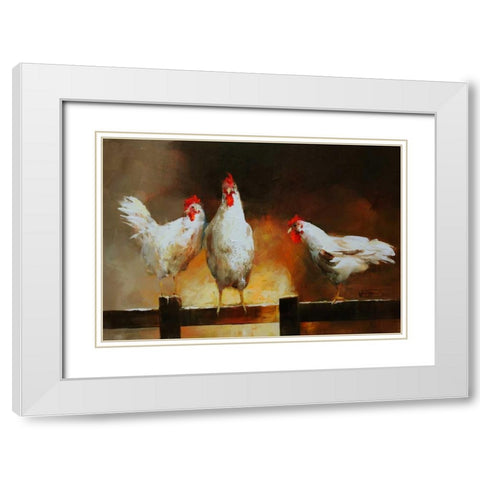 Chicken II White Modern Wood Framed Art Print with Double Matting by Haenraets, Willem