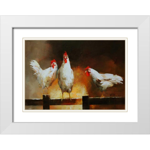 Chicken II White Modern Wood Framed Art Print with Double Matting by Haenraets, Willem