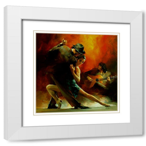 Tango Argentino III White Modern Wood Framed Art Print with Double Matting by Haenraets, Willem