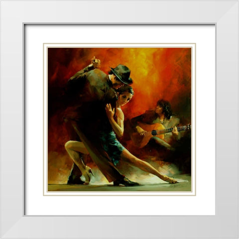 Tango Argentino III White Modern Wood Framed Art Print with Double Matting by Haenraets, Willem