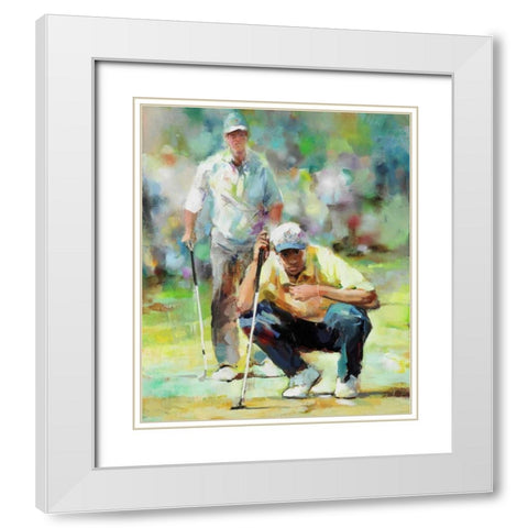 Golfer White Modern Wood Framed Art Print with Double Matting by Haenraets, Willem