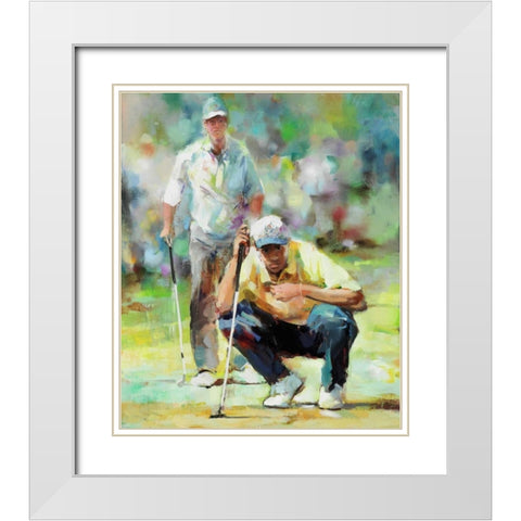 Golfer White Modern Wood Framed Art Print with Double Matting by Haenraets, Willem