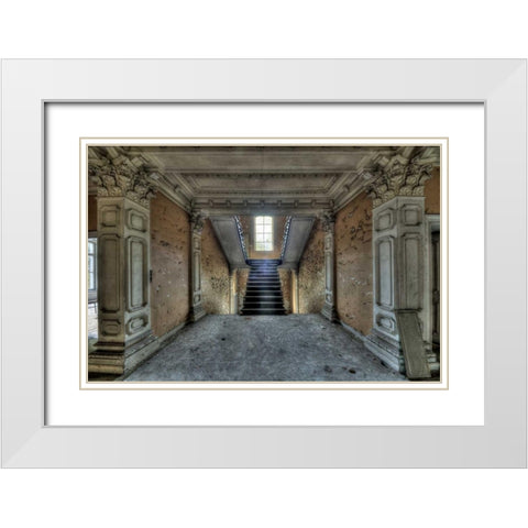 Chateau Rochendaal II White Modern Wood Framed Art Print with Double Matting by Sneeuw, Ivo