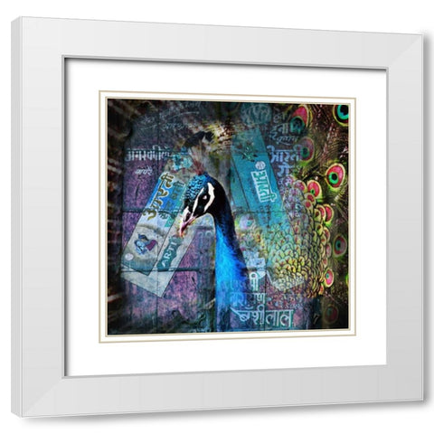 Peacock White Modern Wood Framed Art Print with Double Matting by de Haas, Mascha