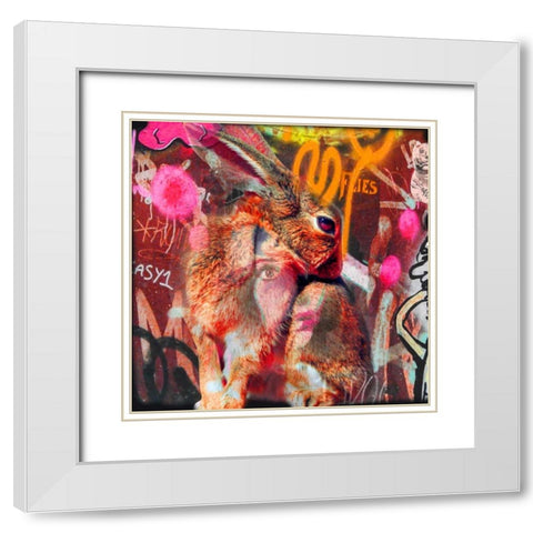 Bunny White Modern Wood Framed Art Print with Double Matting by de Haas, Mascha