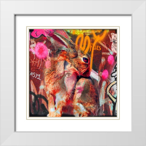 Bunny White Modern Wood Framed Art Print with Double Matting by de Haas, Mascha