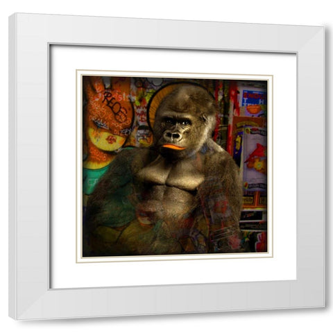 Mister Big White Modern Wood Framed Art Print with Double Matting by de Haas, Mascha