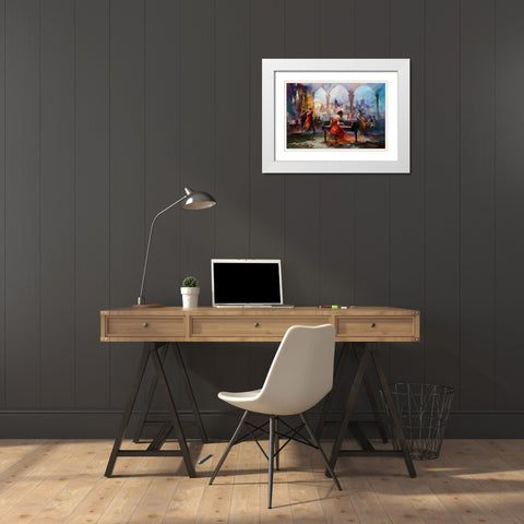 The piano White Modern Wood Framed Art Print with Double Matting by Haenraets, Willem