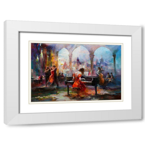 The piano White Modern Wood Framed Art Print with Double Matting by Haenraets, Willem