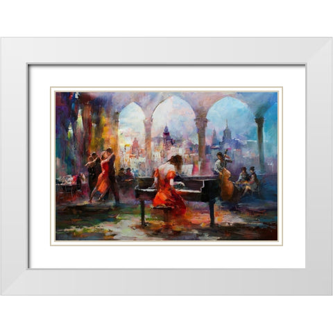 The piano White Modern Wood Framed Art Print with Double Matting by Haenraets, Willem
