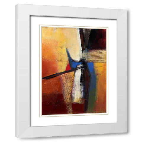 Blue intervention White Modern Wood Framed Art Print with Double Matting by Danckaert, Bea