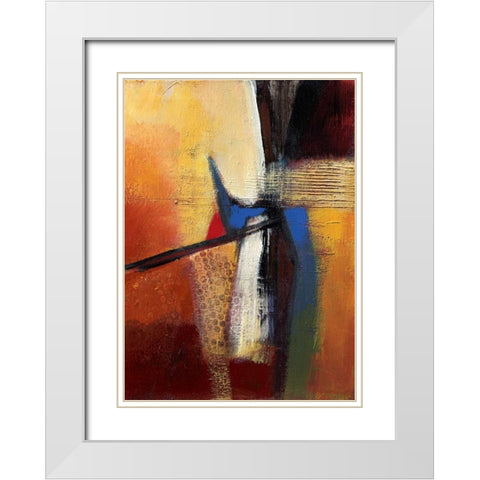 Blue intervention White Modern Wood Framed Art Print with Double Matting by Danckaert, Bea