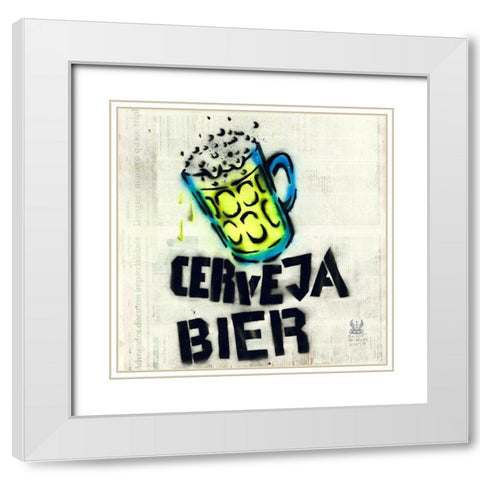 Cerveja White Modern Wood Framed Art Print with Double Matting by Eliot