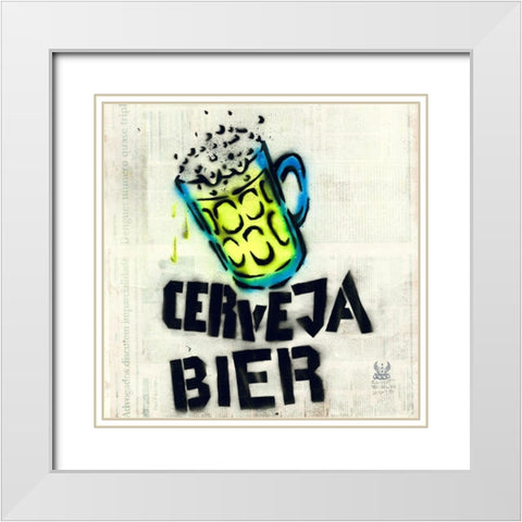 Cerveja White Modern Wood Framed Art Print with Double Matting by Eliot