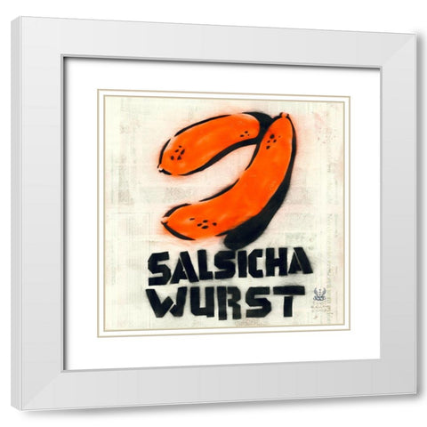 Salsicha White Modern Wood Framed Art Print with Double Matting by Eliot