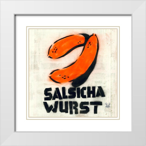 Salsicha White Modern Wood Framed Art Print with Double Matting by Eliot