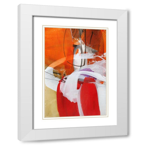 Red Expression I White Modern Wood Framed Art Print with Double Matting by Ruttkau,El
