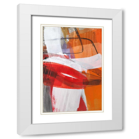 Red Expression II White Modern Wood Framed Art Print with Double Matting by Ruttkau,El