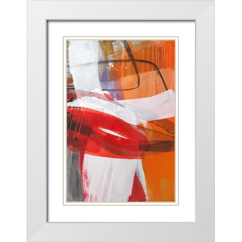 Red Expression II White Modern Wood Framed Art Print with Double Matting by Ruttkau,El