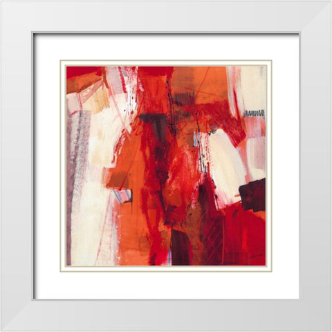 Rosso Astratto White Modern Wood Framed Art Print with Double Matting by Cusumano, Francesco