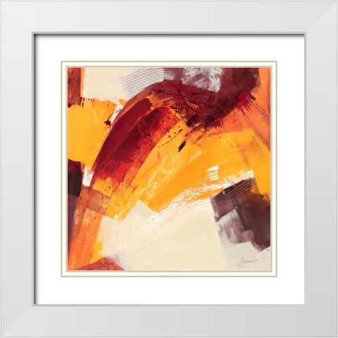 Rosso III White Modern Wood Framed Art Print with Double Matting by Cusumano, Francesco