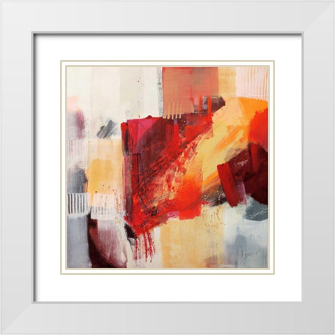 Astratto Colorato II White Modern Wood Framed Art Print with Double Matting by Cusumano, Francesco