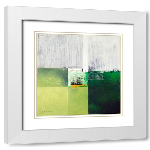Composizione verde I White Modern Wood Framed Art Print with Double Matting by Cusumano, Francesco