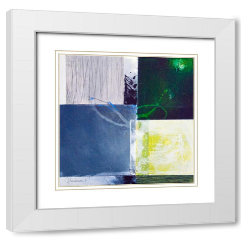Composizione verde II White Modern Wood Framed Art Print with Double Matting by Cusumano, Francesco