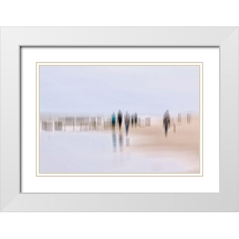 Walking People III White Modern Wood Framed Art Print with Double Matting by Rossmeissl, Gerhard