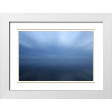 Blue Sea I White Modern Wood Framed Art Print with Double Matting by Rossmeissl, Gerhard
