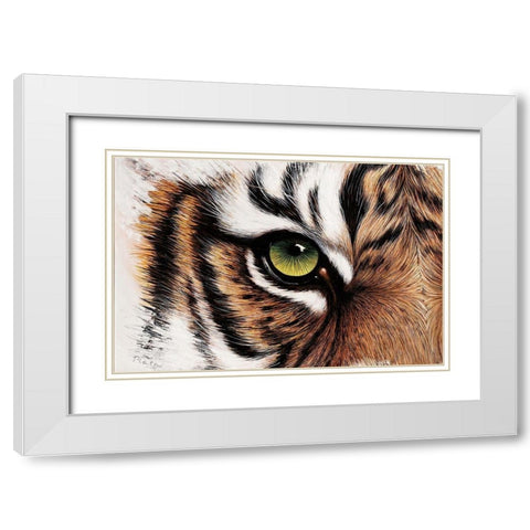 Tiger Augenblick White Modern Wood Framed Art Print with Double Matting by Plath, Jutta