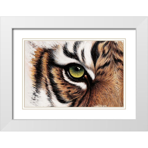 Tiger Augenblick White Modern Wood Framed Art Print with Double Matting by Plath, Jutta