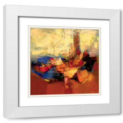 Coloring I White Modern Wood Framed Art Print with Double Matting by Madjid