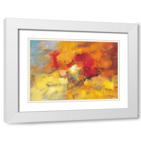 Coloring II White Modern Wood Framed Art Print with Double Matting by Madjid