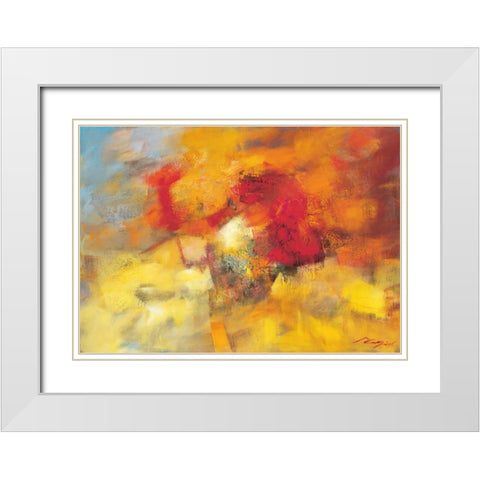 Coloring II White Modern Wood Framed Art Print with Double Matting by Madjid