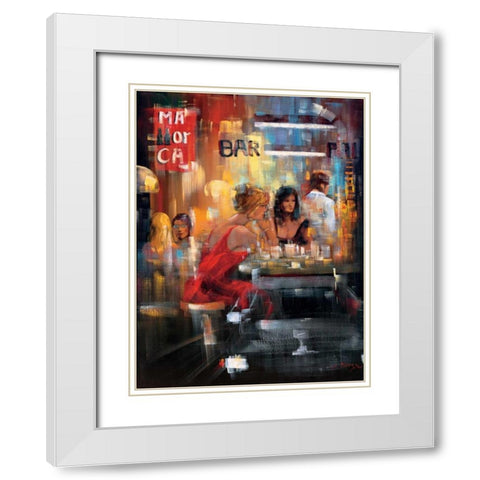 Bar Scene IV White Modern Wood Framed Art Print with Double Matting by Madjid