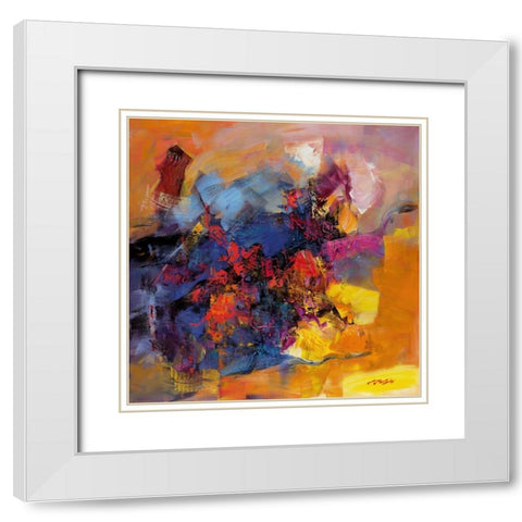 Coloring III White Modern Wood Framed Art Print with Double Matting by Madjid
